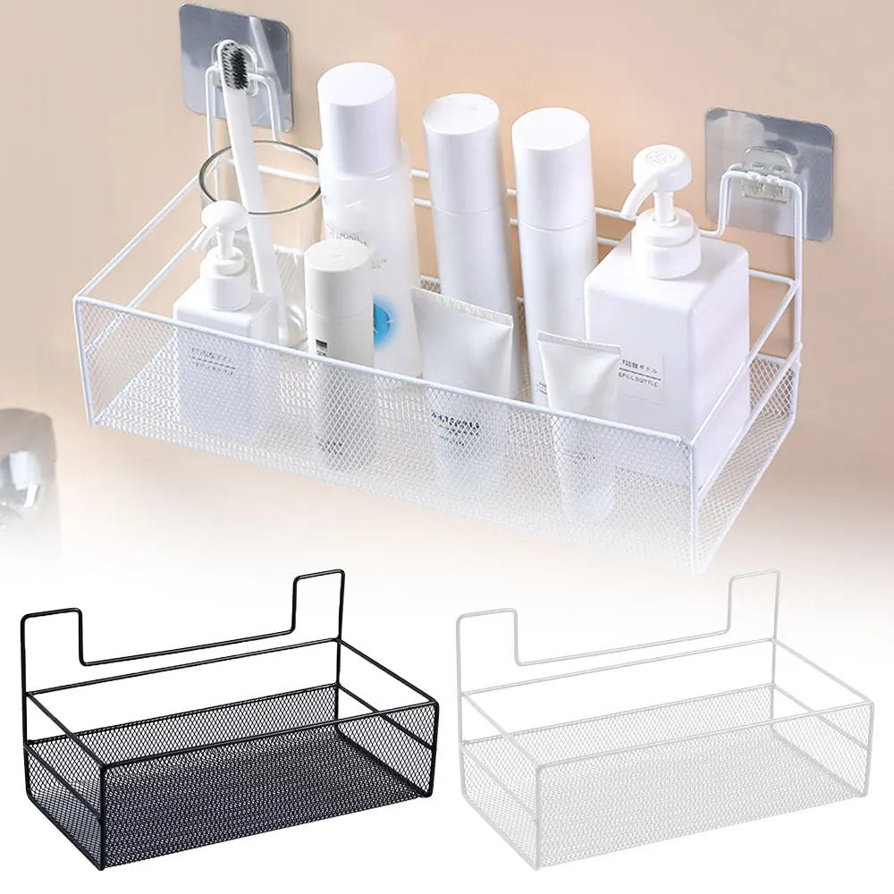 Metal Bathroom Wall Mounted Storage Rack – Shower Caddy Organizer Shelf